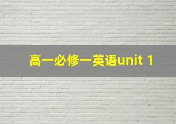 高一必修一英语unit 1